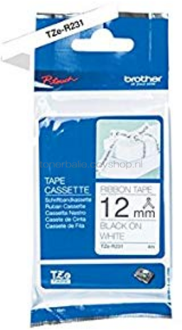 Brother TZe-R231 zwart op wit breedte 12 mm