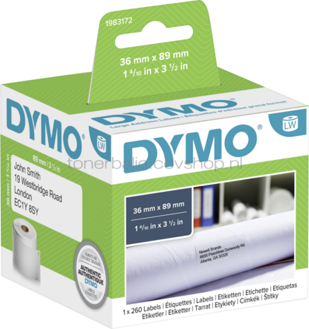 Dymo 99010 adresetiketten 36 mm x 89 mm  wit