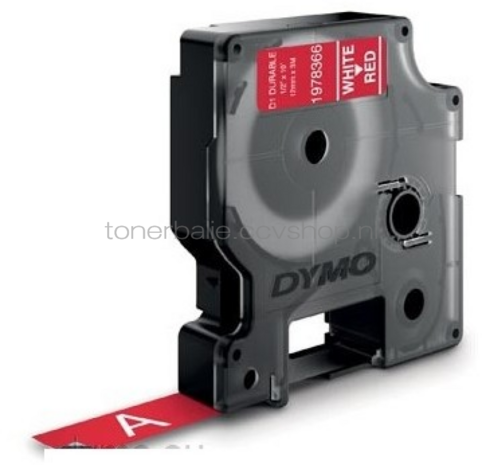 Dymo 1978366 wit op rood breedte 12 mm