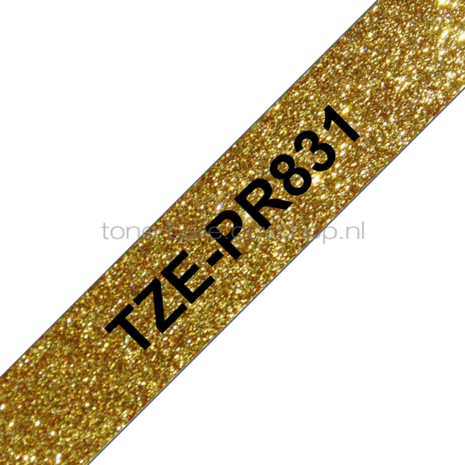Brother TZE-831 zwart op goud breedte 12 mm
