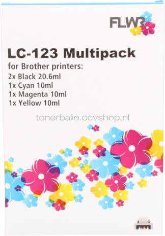 FLWR Brother LC-123 Multipack zwart en kleur