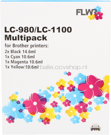 FLWR Brother LC-980 / LC-1100 Multipack zwart en kleur