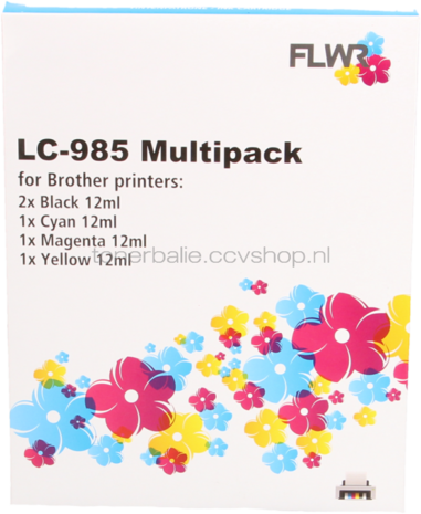 FLWR Brother LC-985 Multipack zwart en kleur