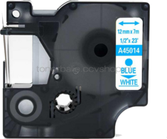 Huismerk Dymo 45014 blauw op wit breedte 12 mm