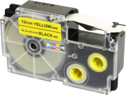 Huismerk Casio XR-12YW zwart op geel breedte 12 mm