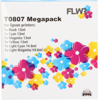 FLWR Epson T0801/2/3/4/5/6 Megapack - Optie 65 zwart en kleur