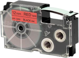 Huismerk Casio XR-12RD zwart op rood breedte 12 mm