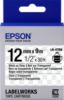 Epson LC-4TBN9 zwart op transparant breedte 12 mm