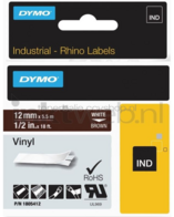 Dymo 1805412 wit op bruin breedte 12 mm