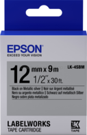 Epson LK-4SBM zwart op zilver breedte 12 mm