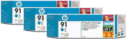 HP 91 3-pack cyaan