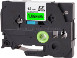 Huismerk Brother TZe-D31 zwart op groen breedte 12 mm