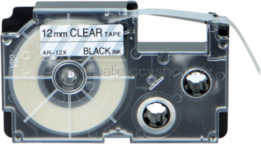 Huismerk Casio XR-12X zwart op transparant breedte 12 mm