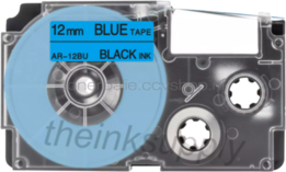 Huismerk Casio XR-12BU zwart op blauw breedte 12 mm