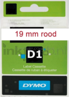 Dymo D1 rood op wit breedte 19 mm
