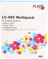 FLWR Brother LC-985 Multipack zwart en kleur