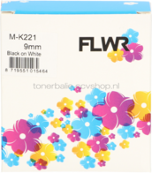 FLWR Brother MK-221 zwart op wit breedte 9 mm
