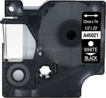 FLWR Dymo 45021 wit op zwart breedte 12 mm