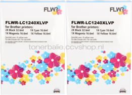 FLWR Brother LC-1240XL Multipack (2 sets) zwart en kleur