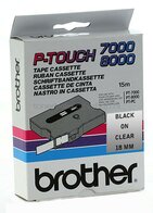Brother TX-141 zwart op transparant breedte 18 mm