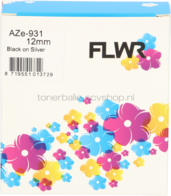 FLWR Brother TZe-931 zwart op mat zilver breedte 12 mm