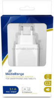 MediaRange Dubbele USB-lichtnetlader 3.1 A vermogen wit