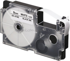 FLWR Casio XR-9WE zwart op wit breedte 9 mm