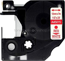 Huismerk Dymo 45015 rood op wit breedte 12 mm