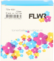 FLWR Brother TZE-631 zwart op geel breedte 12 mm