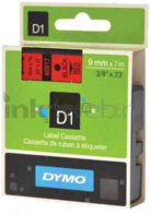 Dymo D1 zwart op rood breedte 9 mm