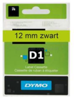 Dymo D1 zwart op groen breedte 12 mm