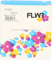 FLWR Dymo 91201 zwart op wit breedte 12 mm