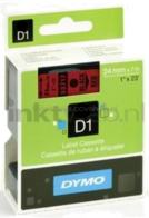 Dymo D1 zwart op rood breedte 24 mm