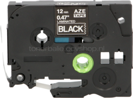 FLWR Brother TZe-335 wit op zwart breedte 12 mm