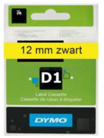 Dymo D1 zwart op geel breedte 12 mm