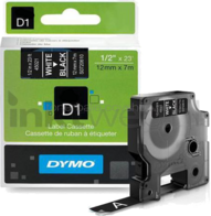 Dymo D1 45021 wit op zwart breedte 12 mm