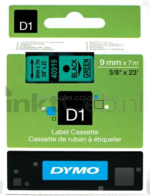 Dymo D1 zwart op groen breedte 9 mm