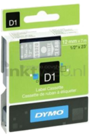 Dymo D1 45020 wit op transparant breedte 12 mm