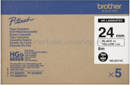 Brother HGE-651V5 zwart op geel breedte 24 mm