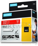 Dymo ID1 12mm vinyl tape wit op rood breedte 12 mm
