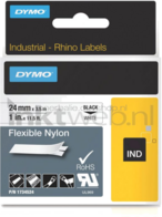 Dymo Flexibel Nylon lettertape 24mm zwart op wit breedte 24 mm