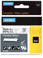 Dymo Flexibel Nylon lettertape zwart op wit breedte 19 mm